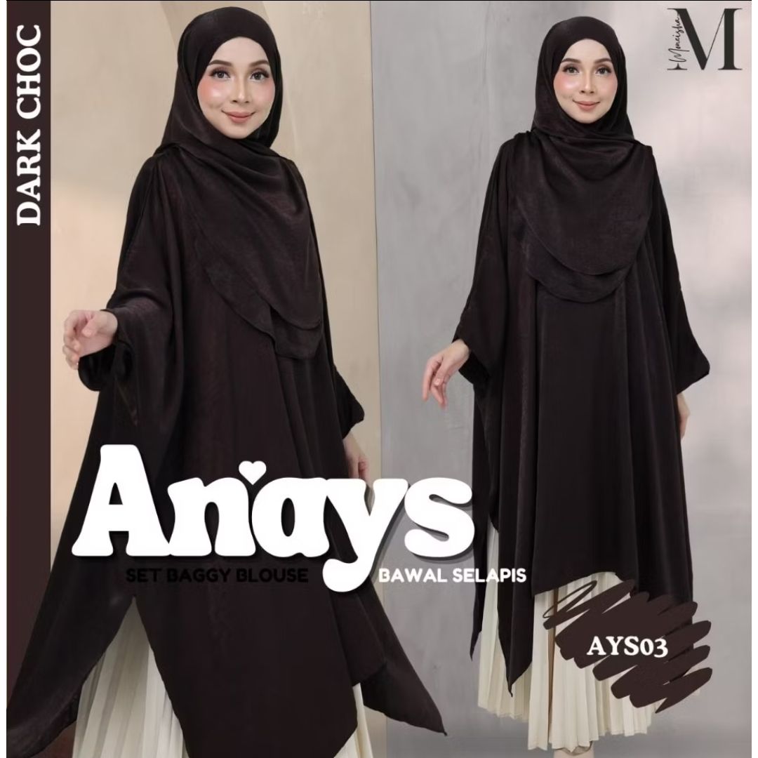 Anays Batwing Baggy Top with Bawal Selapis Set