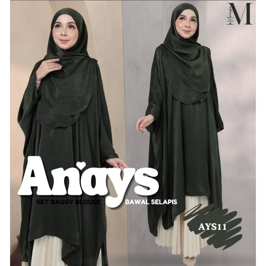Anays Batwing Baggy Top with Bawal Selapis Set